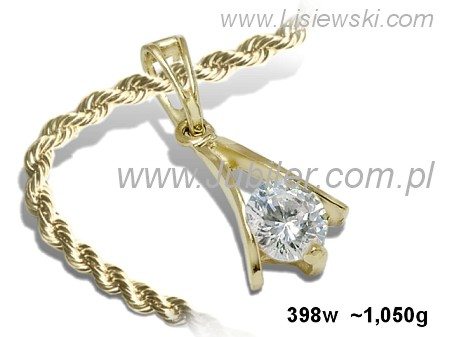 Złota zawieszka wisiorek z brylantem złoto 14k - 398w_br - 1