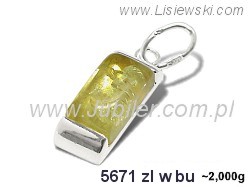 Złota zawieszka Wisiorek srebrny z bursztynem - 5671zlwbu - 1