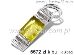 Złota zawieszka Wisiorek srebrny z bursztynem - 5672zlwbu - 1