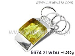 Złota zawieszka Wisiorek srebrny z bursztynem - 5674zlwbu - 1