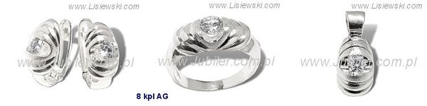 Pierścionek srebrny kolczyki wisiorek ze srebra - 8kplag