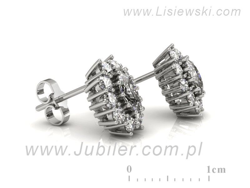 Złote Kolczyki z diamentami białe złoto proba 585 - K15063B - 3