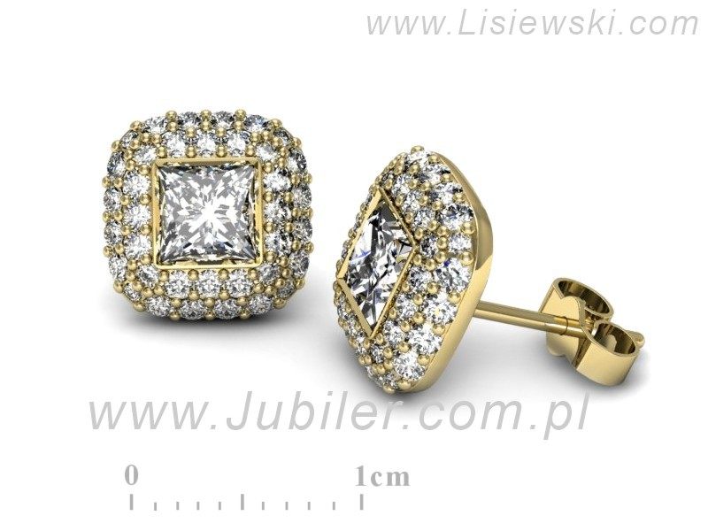 Złote Kolczyki żółte złoto z diamentami - k16136z - 3