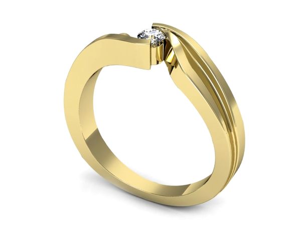 Złoty Pierścionek zaręczynowy z diamentem - P15024bbr_SI_G