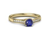 Złoty pierścionek z szafirem i diamentami - p16474zszc - 2