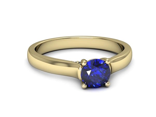 Złoty pierścionek z szafirem i diamentami - p16555zszc