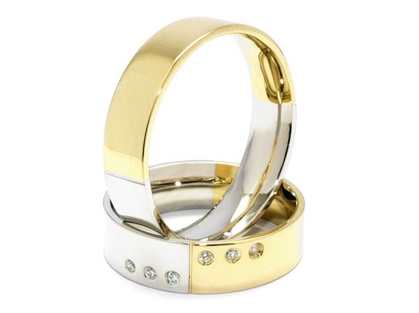 Złote Obrączki z diamentami dwukolorowe złoto - p55155n109z
