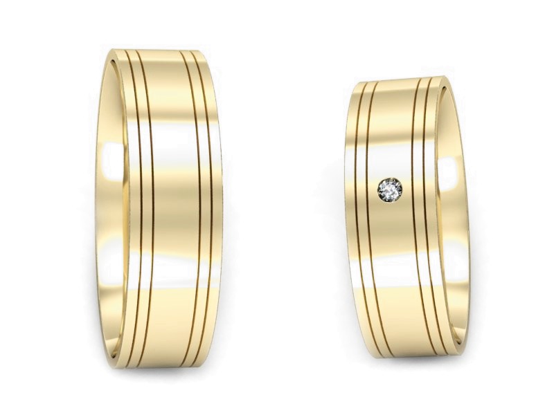 Obrączki z diamentem złote żółte złoto 14k - P60130112z - 1