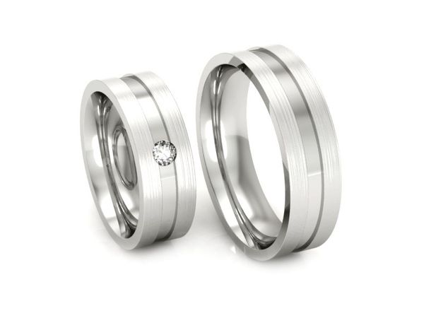 Złote Obrączki z diamentem białe złoto 585 - P60185T13