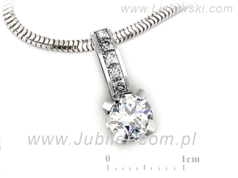 Złota zawieszka Wisiorek białe złoto z diamentami - W15095b - 3