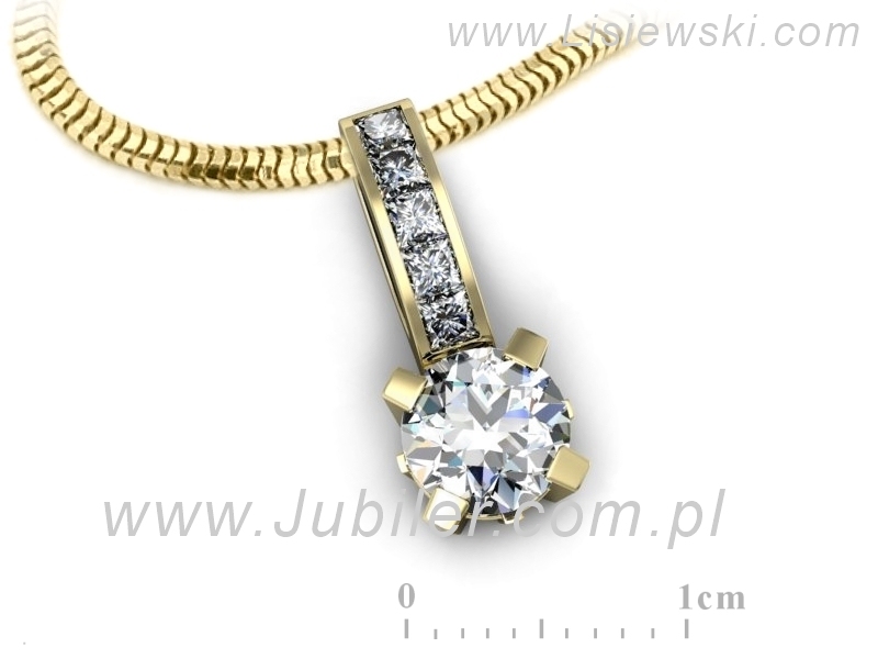 Złota zawieszka Wisiorek z diamentami żółte złoto - W15095z - 3