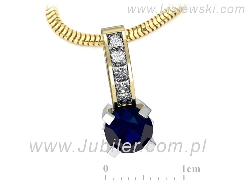 Zloty Wisiorek z szafirem i diamentami - w15095zbsz - 1