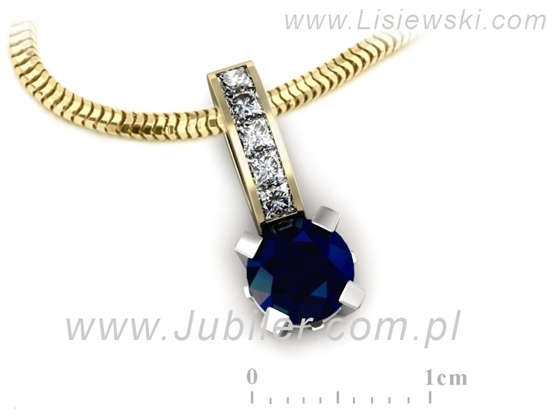 Zloty Wisiorek z szafirem i diamentami - w15095zbsz - 3